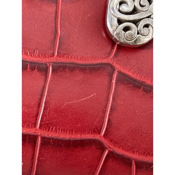 BRIGHTON LARGE RED LEATHER EMBOSSED ANIMAL PRINT WALLET - Picture 14 of 15